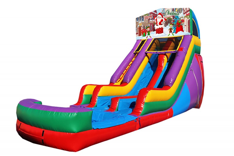 WS089 Merry Christmas 18' Double Lane Inflatable Water Slide