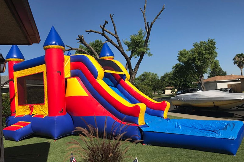 red inflatable pool