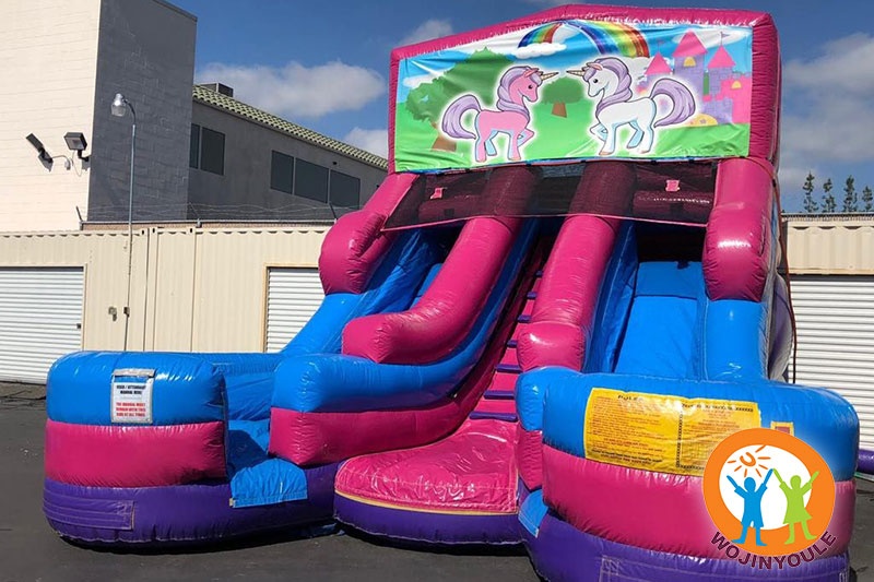 DS083 18ft Dual Lane Unicorn  Inflatable Dry Slide