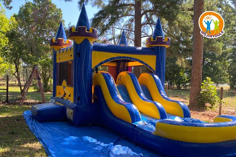 WB075 Marble Dual Lane Inflatable Wet Combo Castle Slide