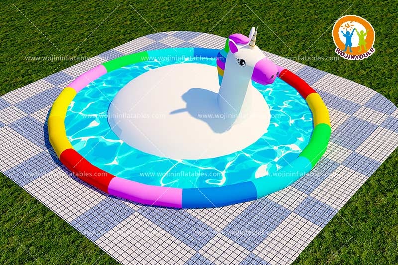 WP012 Commercial Unicorn Round Inflatable Water Pool Jumping For Kids