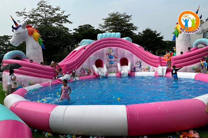 WP073 Commercial Pink White Round Inflatable Water Pool Wholesales