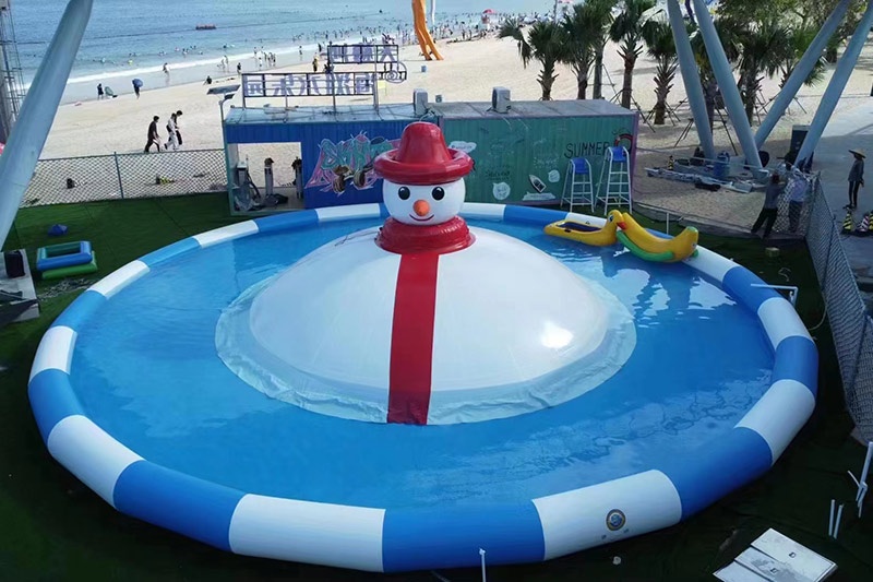 WP009 Commercial Snowman Round Inflatable Water Pool Jumping