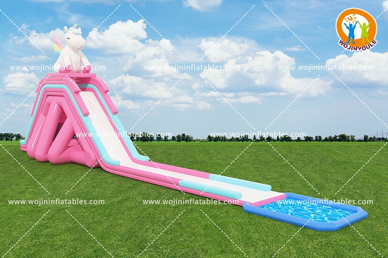 WW052 Pink Unicorn 184ft Long Inflatable Water Slide w/ Pool