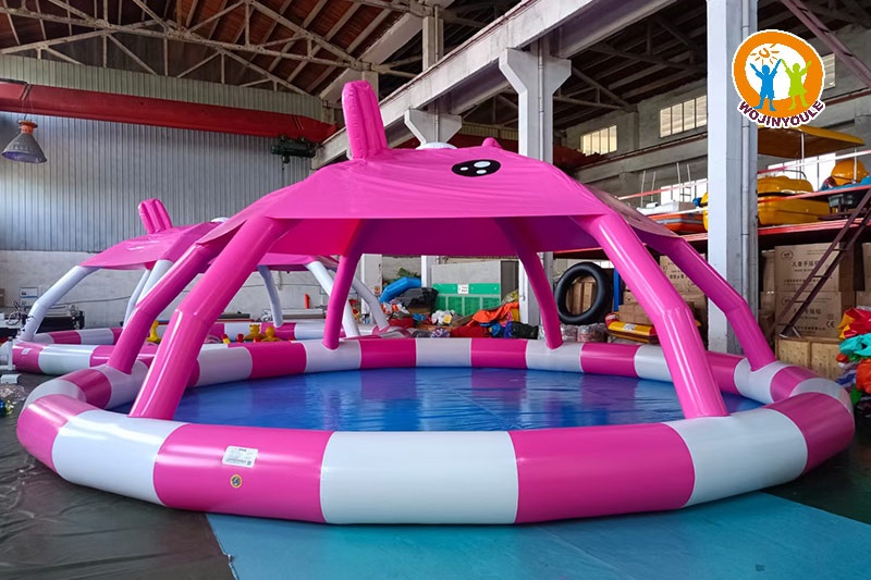 WP158 Pink Rabbit Theme Inflatable Water Pool with Shed Roof