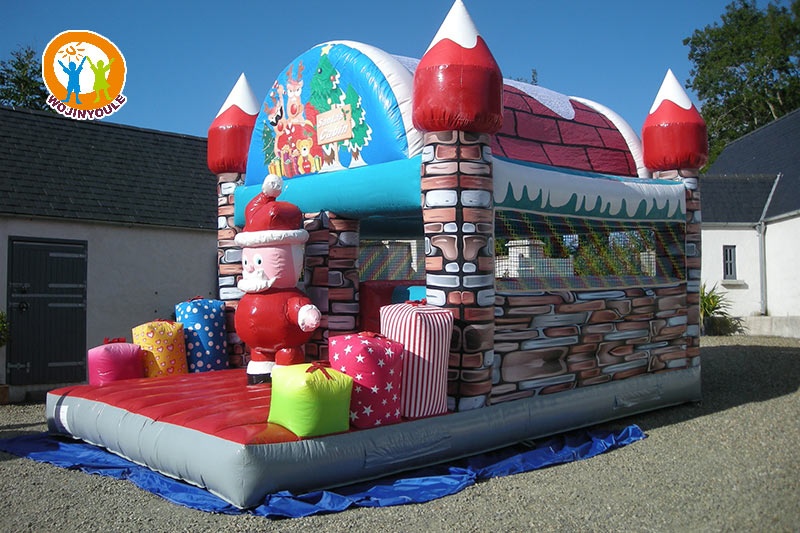 WB599 Santa Christmas Cabin Inflatable Bouncer Obstacle