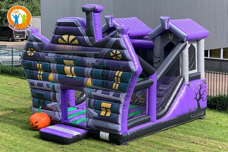 WB602 Halloween Haunted House Inflatable Bouncer Combo with Dual Slide