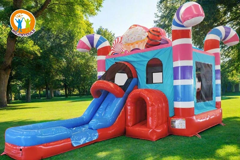 WB685 4in1 Candy Inflatable Wet Combo Castle with Slide Pool