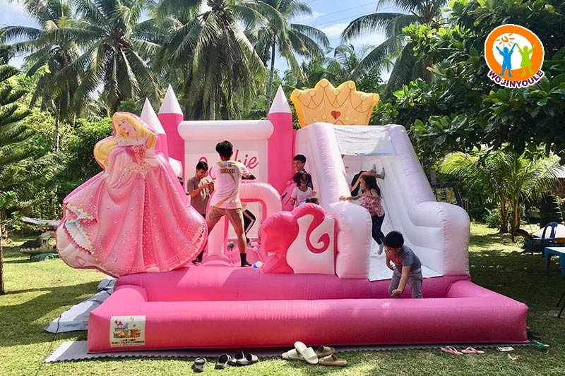 WB706 Barbie Princess Castle Inflatable Combo Bouncer Slide Pool