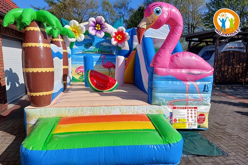 WB666 Flamingo Inflatable Dry Combo Bounce Slide Jumping Castle