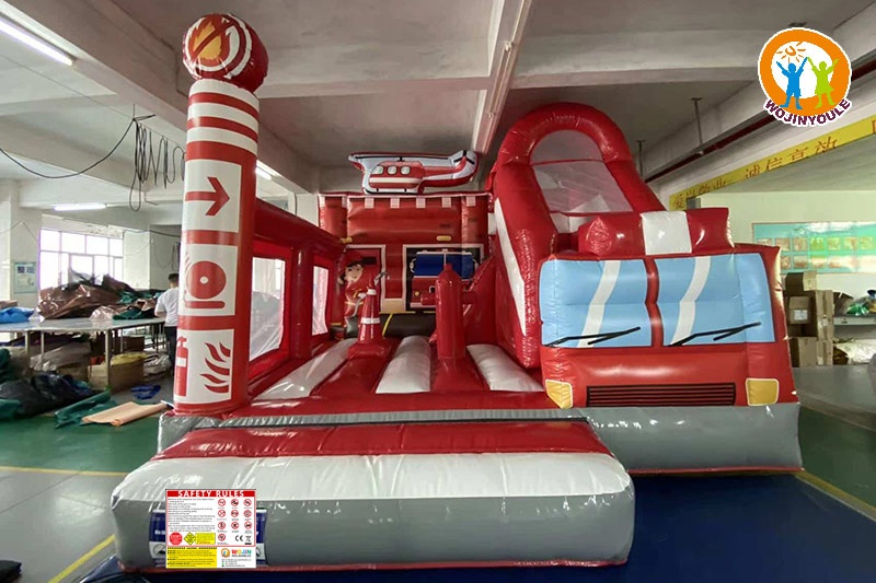 WB734 Fire Truck Inflatable Dry Combo Bounce Slide Jumping Castle