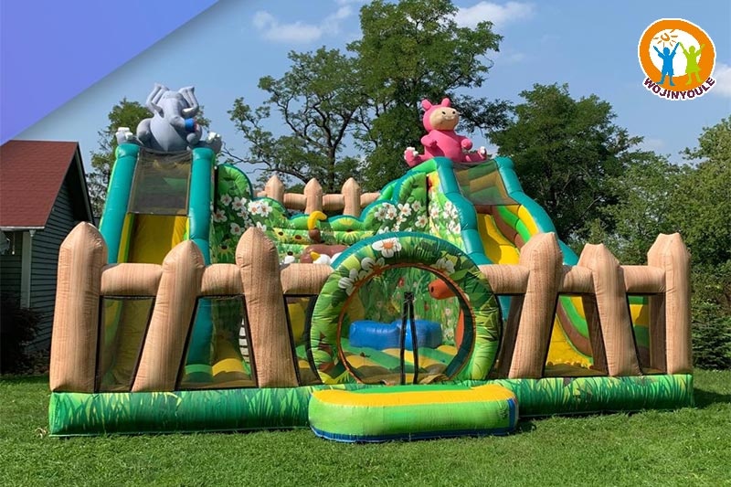 WB735 Safari Inflatable Dry Combo Bounce Slide Jumping Castle