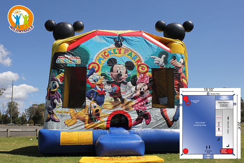 WB713 Mickey Minnie Mouse Inflatable Combo Bouncy Castle Slide