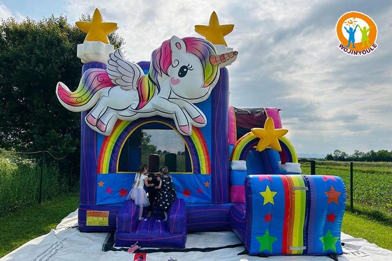 WB717 Unicorn Jumping Castle Inflatable Combo Slide