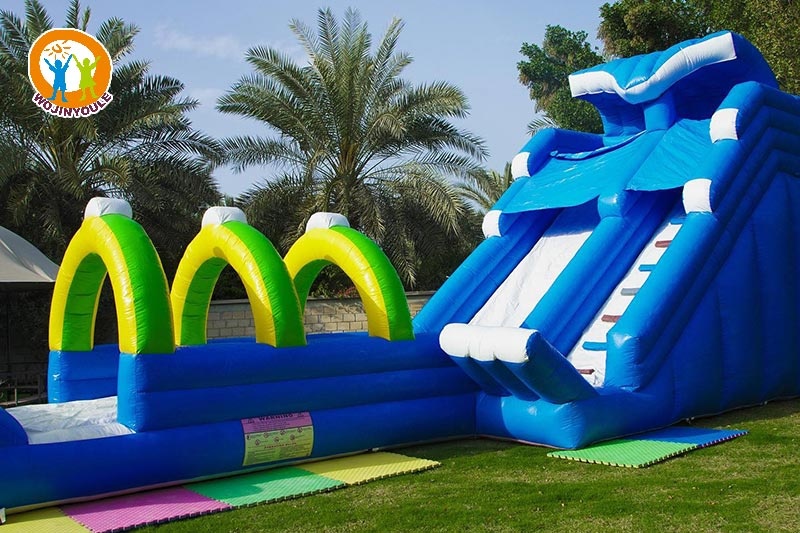 WS292 Blue Bow 20ft Tall Inflatable Water Slide with Pool Set