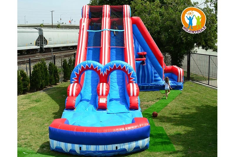 WW177 Flash 20ft Dual Lane 5in1 Inflatable Water Slide Pop Out Fun Slip