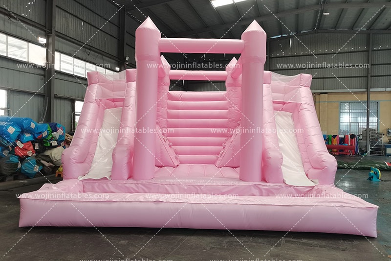 WJ169 Pink Bounce House Wedding Inflatable Dual Slide Ball Pit