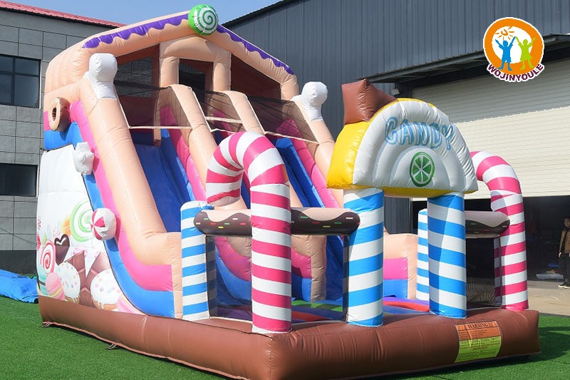 WB536 Candy Inflatable Castle Park Fun City Dual Slide