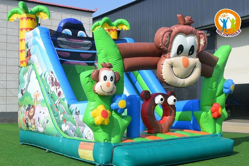 WB760 Monkey in Palm Tress Park Fun City Inflatale Bouncer Slide