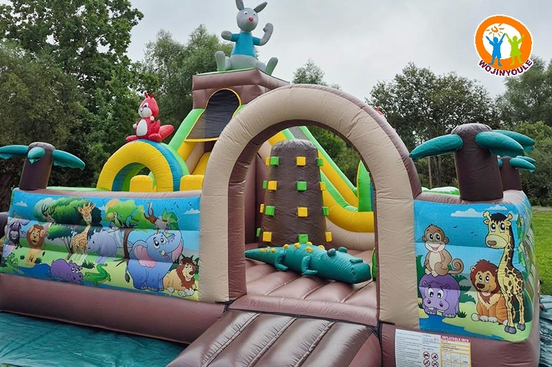 WB810 Safari Animals Inflatable Dry Combo Jumping Castle Bouncer Slide