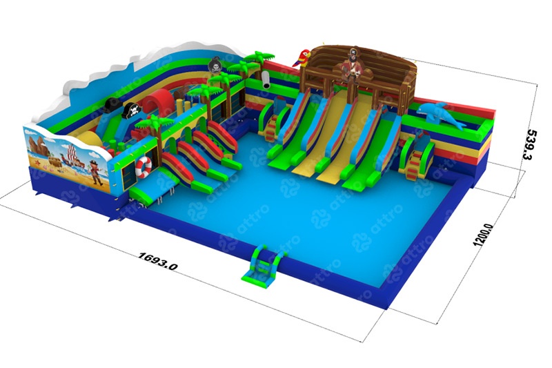 GP053 Pirate Inflatable Water Park Playround with Pool Slide