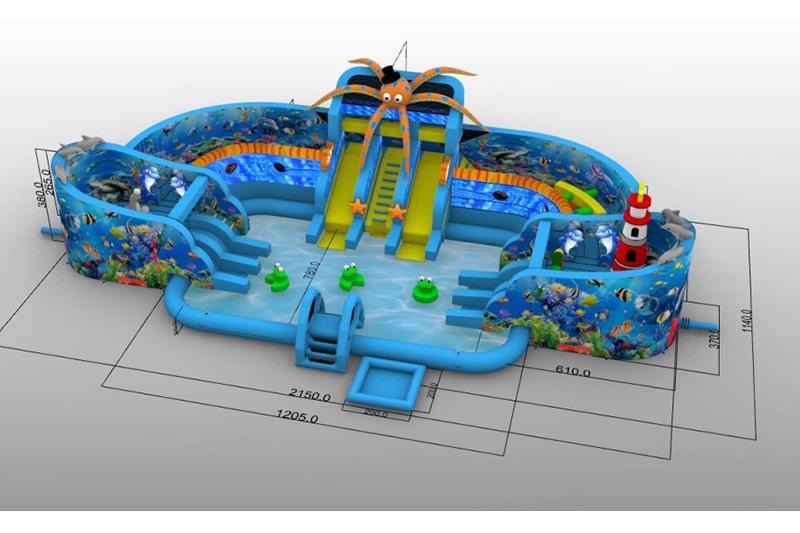 GP058 Sea World Inflatable Water Park Playround with Pool Slide