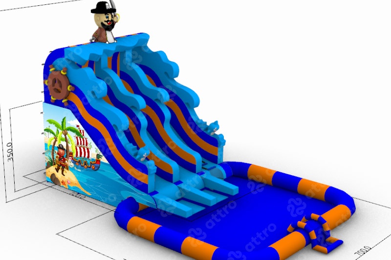 GP070 Pirate Ground Pool Water Park Inflatable Playround Water Slide